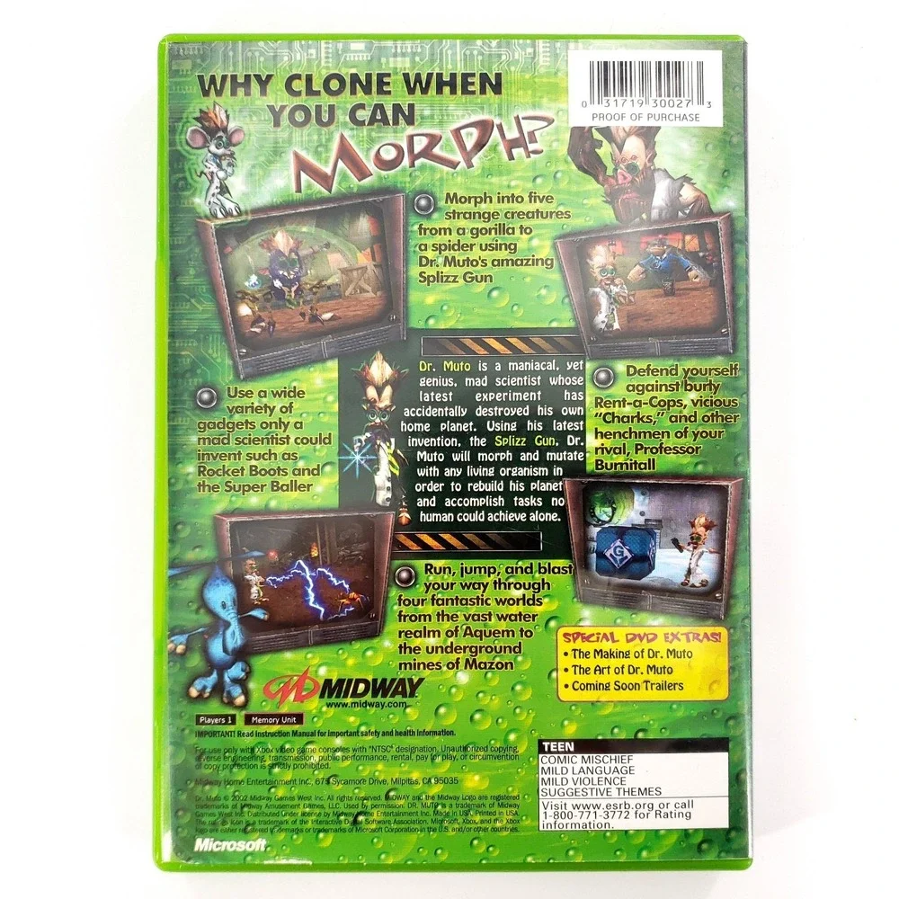 Dr. Muto (Microsoft Xbox, 2002) Complete w/ Reg Card Tested & Works